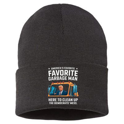 Trump AmericaS Favorite Garbage Man Trump In Trash Truck Sustainable Knit Beanie