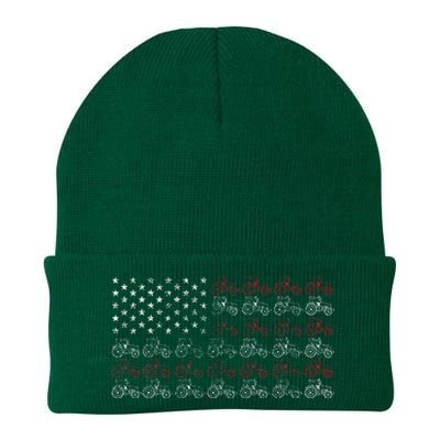 Tractor American Flag Farmer Knit Cap Winter Beanie