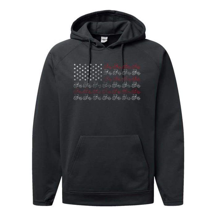 Tractor American Flag Farmer Performance Fleece Hoodie