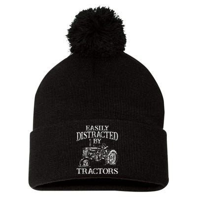 Tractor Art For Women Farming Agriculture Farmer Truck Pom Pom 12in Knit Beanie