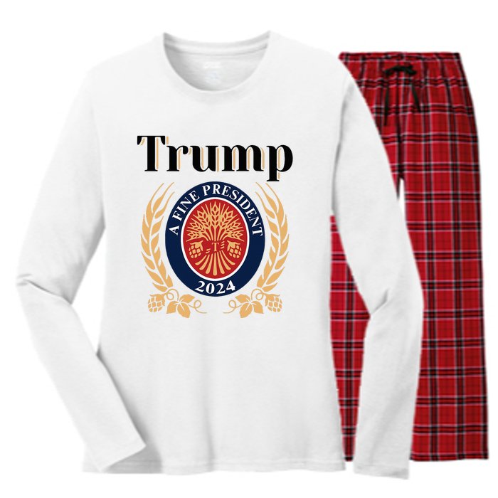 Trump A Fine President 2024 Reelection 2024 Women's Long Sleeve Flannel Pajama Set 