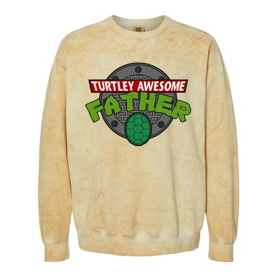 Turtley Awesome Father Awesome Fathers Day Colorblast Crewneck Sweatshirt