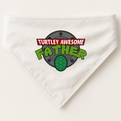 Turtley Awesome Father Awesome Fathers Day USA-Made Doggie Bandana