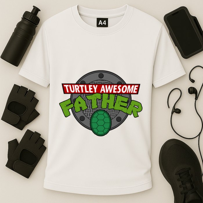 Turtley Awesome Father Awesome Fathers Day Cooling Performance Crew T-Shirt