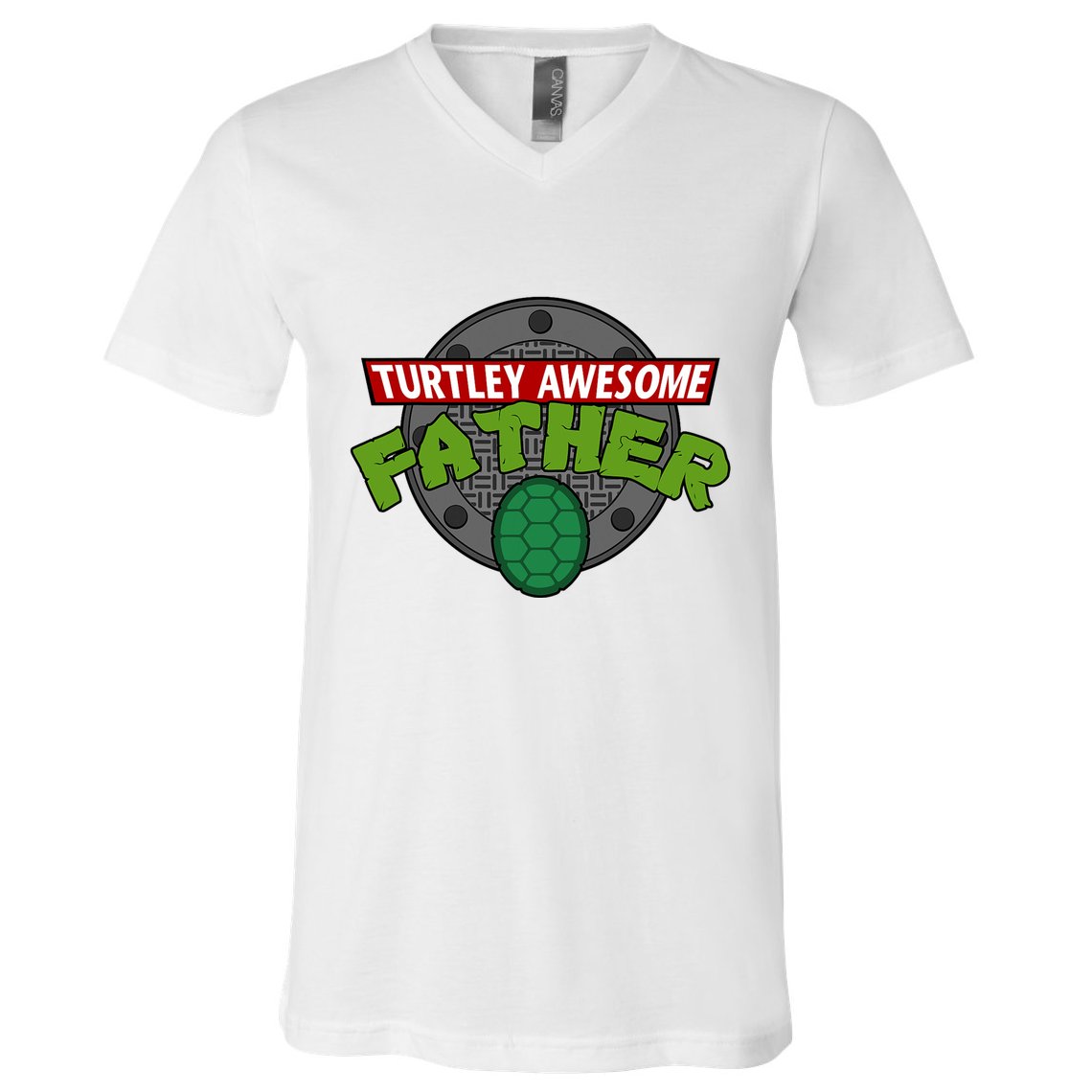 Turtley Awesome Father Awesome Fathers Day V-Neck T-Shirt