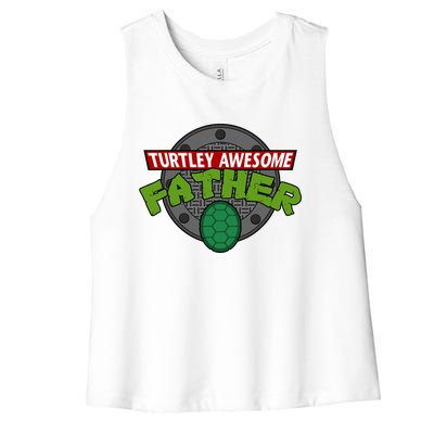 Turtley Awesome Father Awesome Fathers Day Women's Racerback Cropped Tank