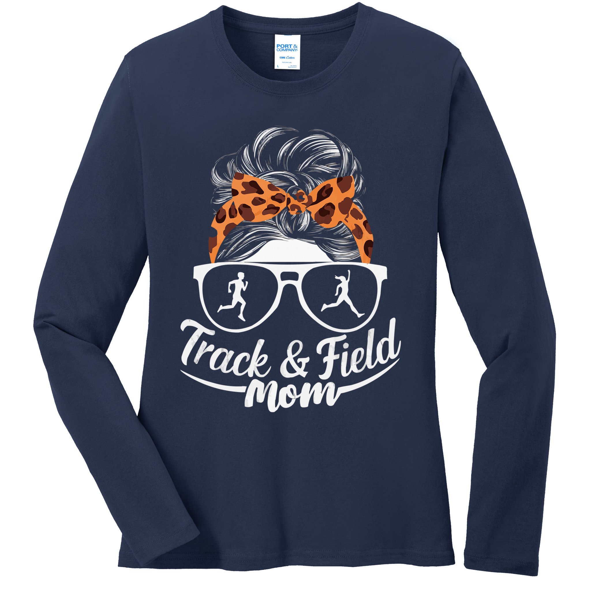 Track And Field Mom Athlete Runner Mothers Day 2025 Ladies Long Sleeve Shirt