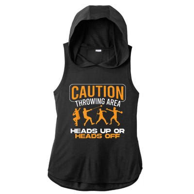 Track And Field Thrower Caution Throwing Area Shot Put Ladies PosiCharge Tri-Blend Wicking Draft Hoodie Tank