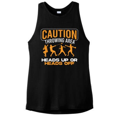 Track And Field Thrower Caution Throwing Area Shot Put Ladies PosiCharge Tri-Blend Wicking Tank