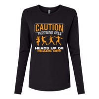 Track And Field Thrower Caution Throwing Area Shot Put Womens Cotton Relaxed Long Sleeve T-Shirt