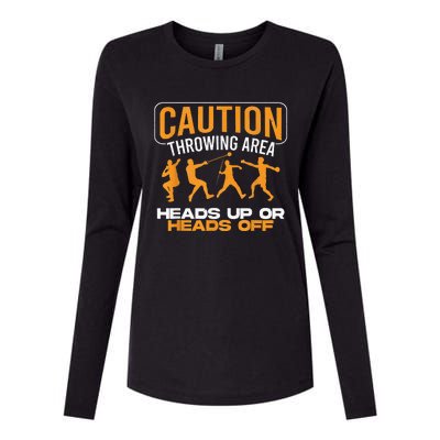 Track And Field Thrower Caution Throwing Area Shot Put Womens Cotton Relaxed Long Sleeve T-Shirt