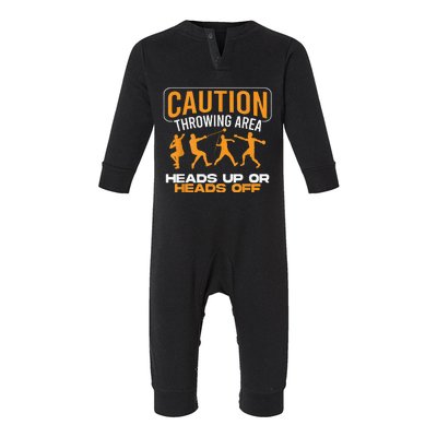 Track And Field Thrower Caution Throwing Area Shot Put Infant Fleece One Piece