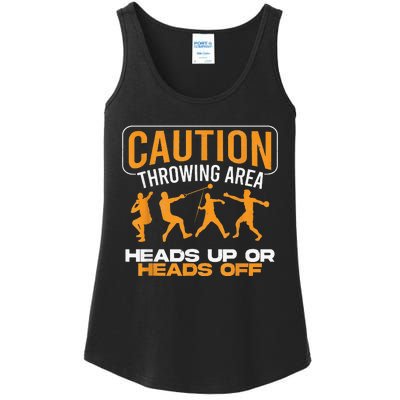 Track And Field Thrower Caution Throwing Area Shot Put Ladies Essential Tank