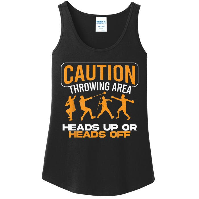 Track And Field Thrower Caution Throwing Area Shot Put Ladies Essential Tank