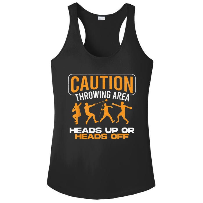 Track And Field Thrower Caution Throwing Area Shot Put Ladies PosiCharge Competitor Racerback Tank