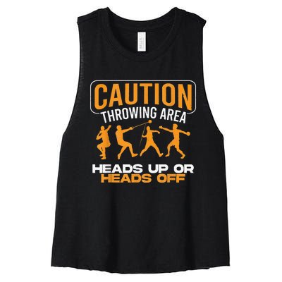 Track And Field Thrower Caution Throwing Area Shot Put Women's Racerback Cropped Tank