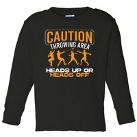 Track And Field Thrower Caution Throwing Area Shot Put Toddler Long Sleeve Shirt