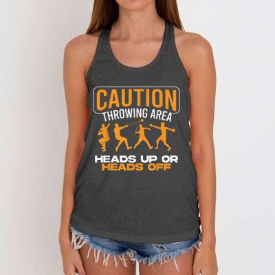 Track And Field Thrower Caution Throwing Area Shot Put Women's Knotted Racerback Tank