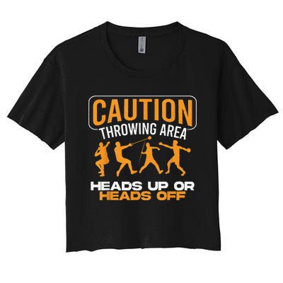 Track And Field Thrower Caution Throwing Area Shot Put Women's Crop Top Tee