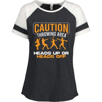 Track And Field Thrower Caution Throwing Area Shot Put Enza Ladies Jersey Colorblock Tee