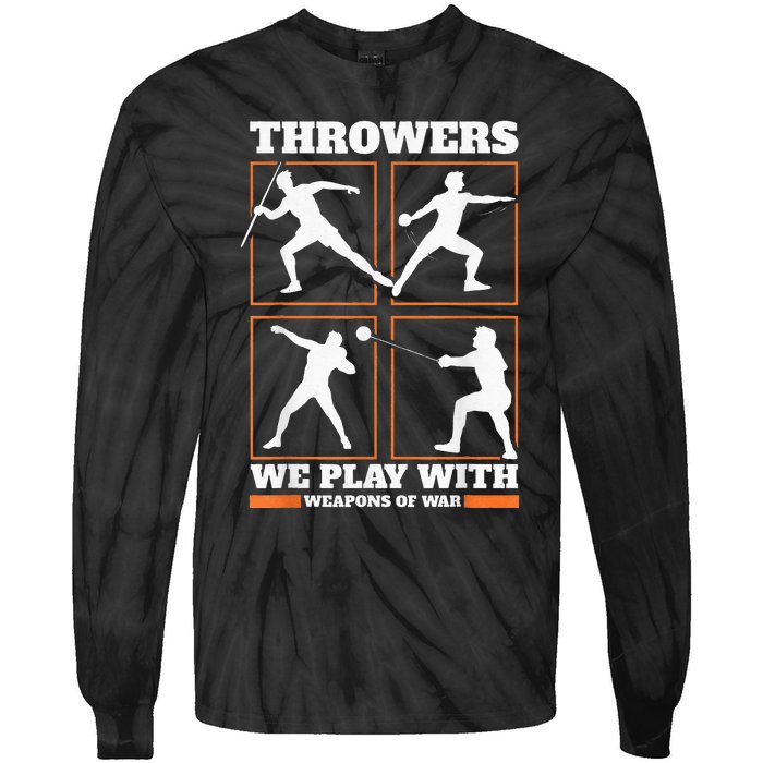 Track And Field Thrower We Play With Weapon Of War Shot Put Tie-Dye Long Sleeve Shirt