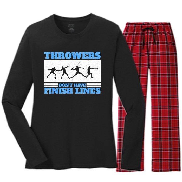 Track And Field Throwers Don't Have Finish Lines Discus Women's Long Sleeve Flannel Pajama Set 