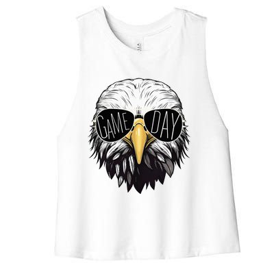 Touchdown American Football Game Day Thanksgiving Bald Eagle Women's Racerback Cropped Tank