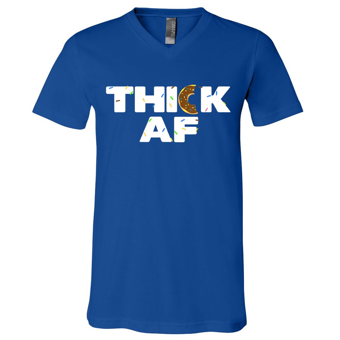 Thick AF Funny Donut Fitness Weightlifting V-Neck T-Shirt