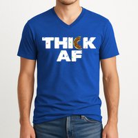 Thick AF Funny Donut Fitness Weightlifting V-Neck T-Shirt