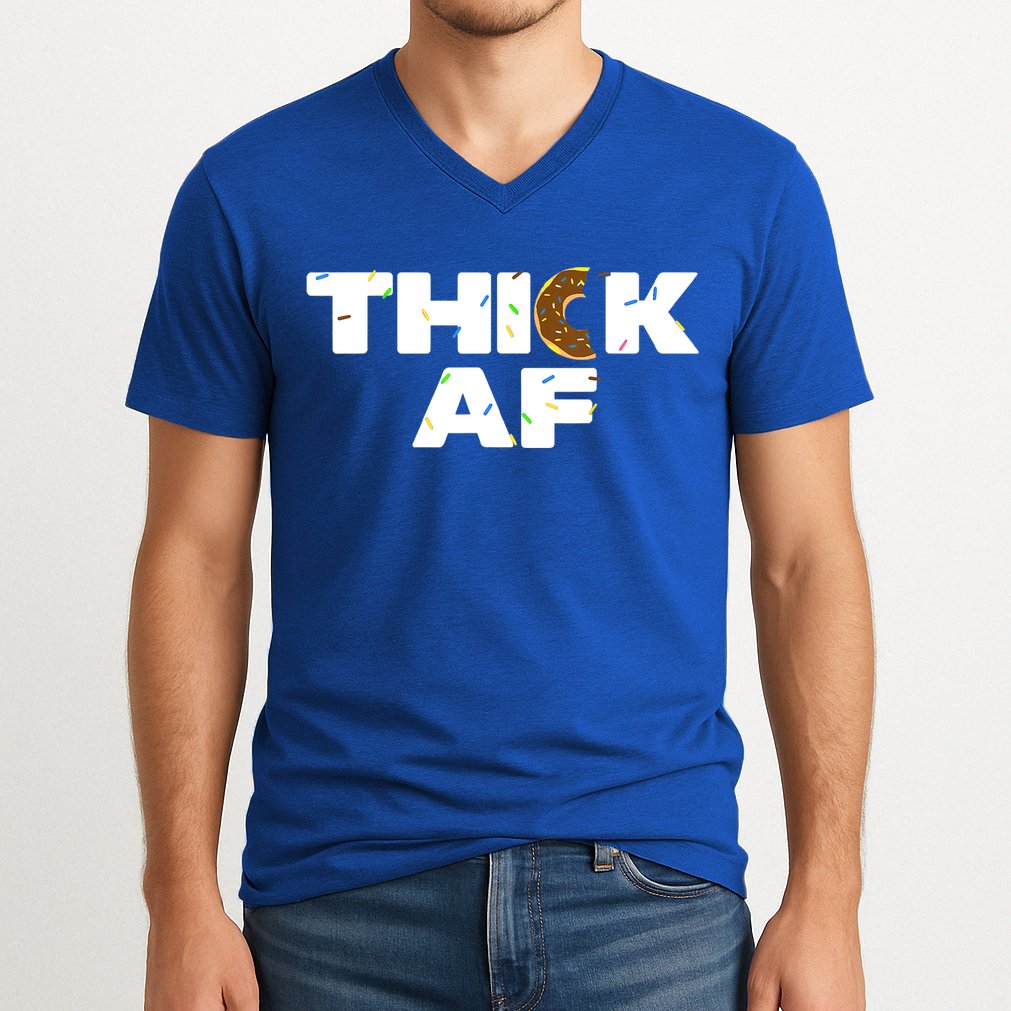 Thick AF Funny Donut Fitness Weightlifting V-Neck T-Shirt