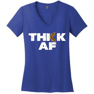 Thick AF Funny Donut Fitness Weightlifting Women's V-Neck T-Shirt