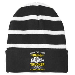 Trucker Accessories For Truck Driver Striped Beanie with Solid Band