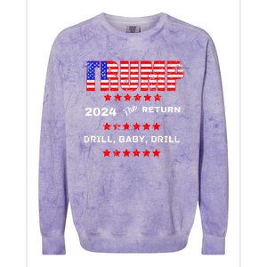 Trump American Flag Patriotic Fourth Of July Usa Drill Gift Colorblast Crewneck Sweatshirt