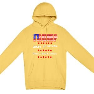 Trump American Flag Patriotic Fourth Of July Usa Drill Gift Premium Pullover Hoodie