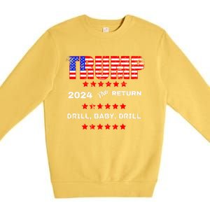 Trump American Flag Patriotic Fourth Of July Usa Drill Gift Premium Crewneck Sweatshirt