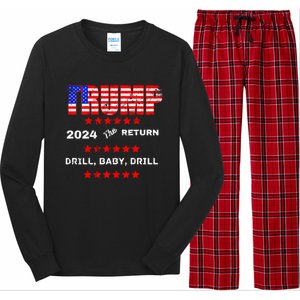 Trump American Flag Patriotic Fourth Of July Usa Drill Gift Long Sleeve Pajama Set