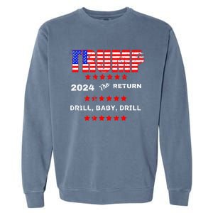 Trump American Flag Patriotic Fourth Of July Usa Drill Gift Garment-Dyed Sweatshirt