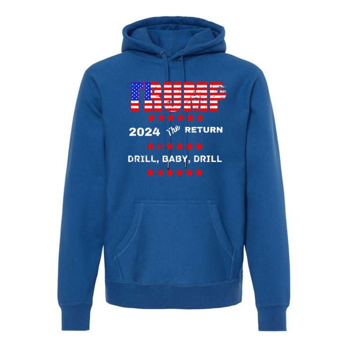 Trump American Flag Patriotic Fourth Of July Usa Drill Gift Premium Hoodie