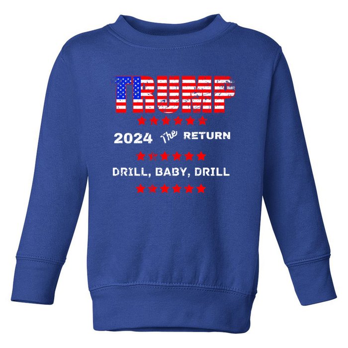 Trump American Flag Patriotic Fourth Of July Usa Drill Gift Toddler Sweatshirt