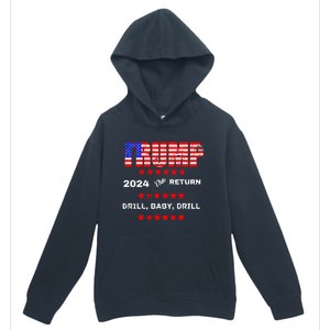 Trump American Flag Patriotic Fourth Of July Usa Drill Gift Urban Pullover Hoodie