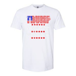 Trump American Flag Patriotic Fourth Of July Usa Drill Gift Softstyle CVC T-Shirt