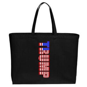 Trump American Flag Patriotic Fourth Of July Usa Gift Cotton Canvas Jumbo Tote