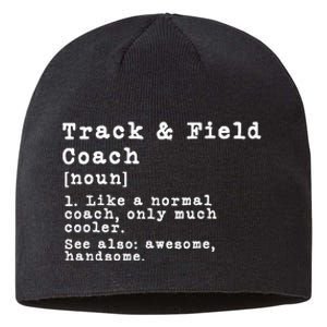 Track And Field Coach Definition Funny Trainer Gift Present Sustainable Beanie