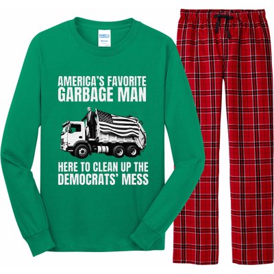 Trump AmericaS Favorite Garbage Man Trash Truck Long Sleeve Pajama Set