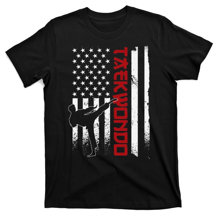 Taekwondo American Flag Taekwondo Fighter Us Flag T-Shirt