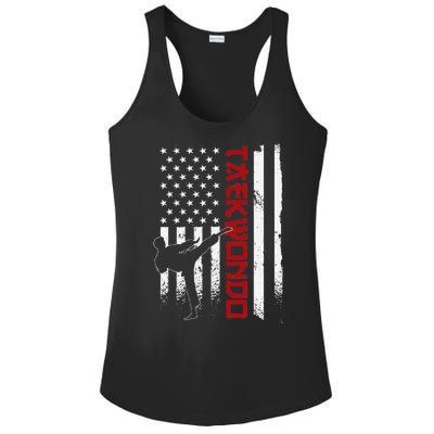 Taekwondo American Flag Taekwondo Fighter Us Flag Ladies PosiCharge Competitor Racerback Tank