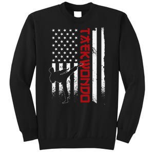 Taekwondo American Flag Taekwondo Fighter Us Flag Tall Sweatshirt