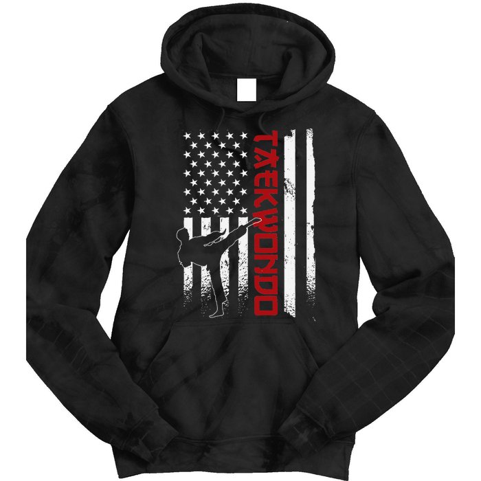 Taekwondo American Flag Taekwondo Fighter Us Flag Tie Dye Hoodie