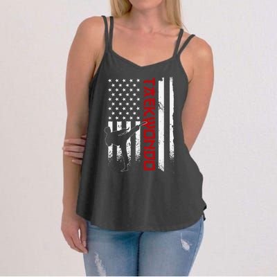 Taekwondo American Flag Taekwondo Fighter Us Flag Women's Strappy Tank