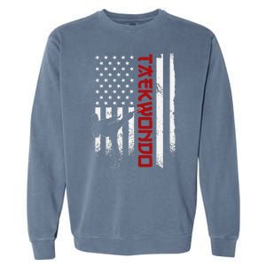 Taekwondo American Flag Taekwondo Fighter Us Flag Garment-Dyed Sweatshirt